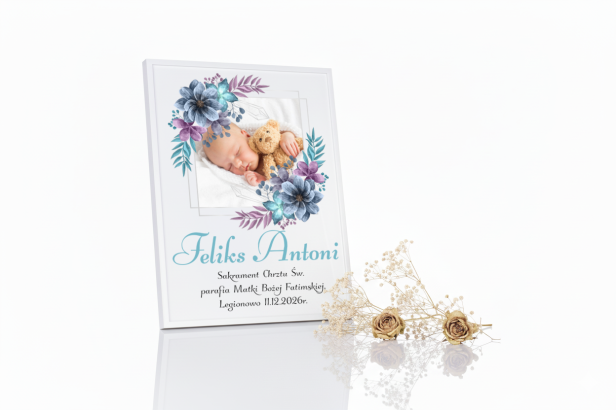 Royal BLUE projekt - Pamiątka statuetka ze zdjęciem – Prezent na Chrzest Święty | Linia AUREA CLASSIC™