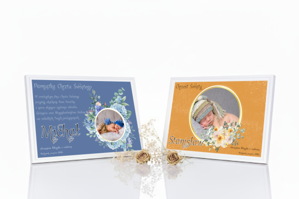 Pamiątkowa statuetka z okazji Chrztu – prezent w formie obrazu ze zdjęciem maluszka | Linia AUREA CLASSIC™