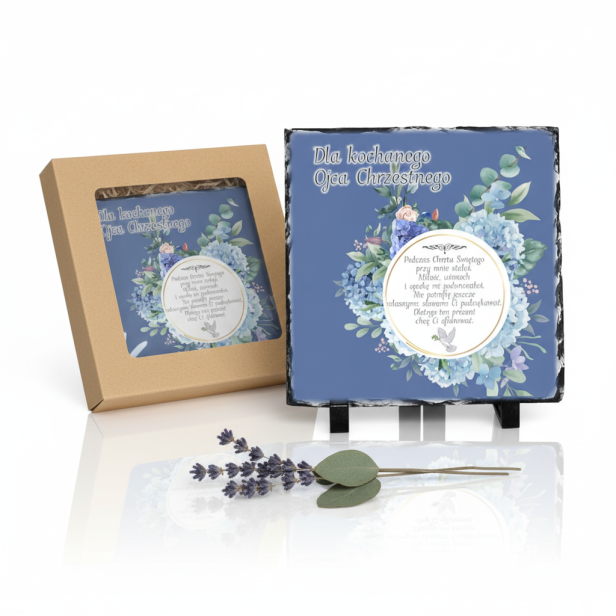 Dla Ojca Chrzestnego - FOTOGRANIT z dedykacją w pudełku – Podziękowania dla Rodziców Chrzestnych | Linia AUREA STONE™