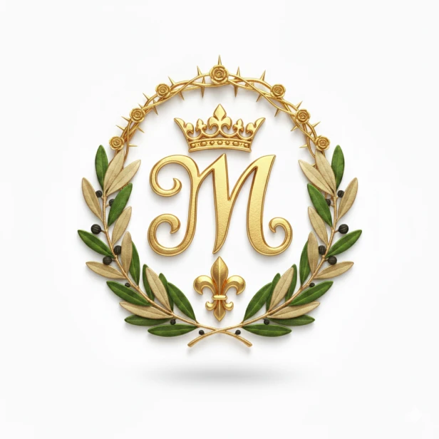Złoty Monogram Maryjny – wzór nadruku na bieżniku kolędowym