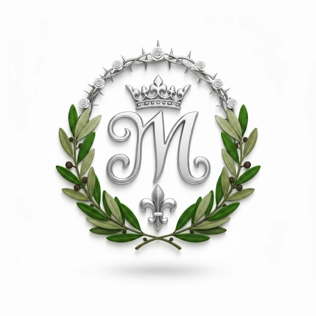 Srebrny Monogram Maryjny – wzór nadruku na bieżniku kolędowym