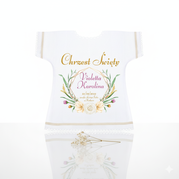 Szatka na chrzest z motywem RZYMSKIM - Pamiątka Chrztu Świętego