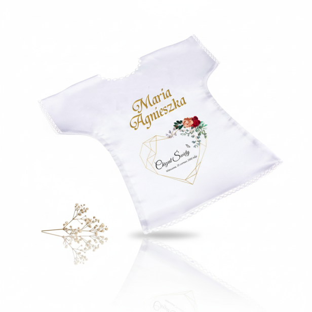 Szatka na Chrzest HIMMELI GOLD – elegancka pamiątka Chrztu Świętego z nadrukiem