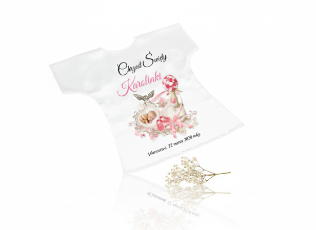 Szatka na Chrzest LITTLE ANGEL ze zdjęciem – personalizowana pamiątka Chrztu Świętego