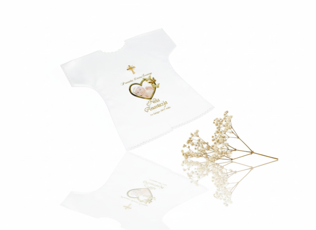 Szatka na Chrzest KOSZULKA ze zdjęciem - Pamiątka Chrztu Świętego