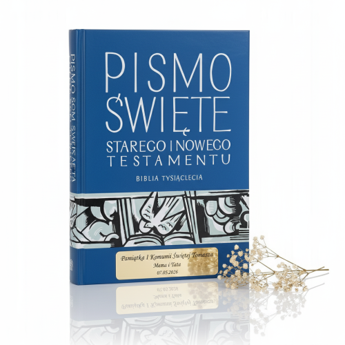 Biblia Tysiąclecia Pallottinum – niebieskie Pismo Święte ST i NT z grawerem