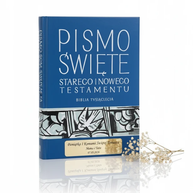 Biblia Tysiąclecia Pallottinum – niebieskie Pismo Święte ST i NT z grawerem