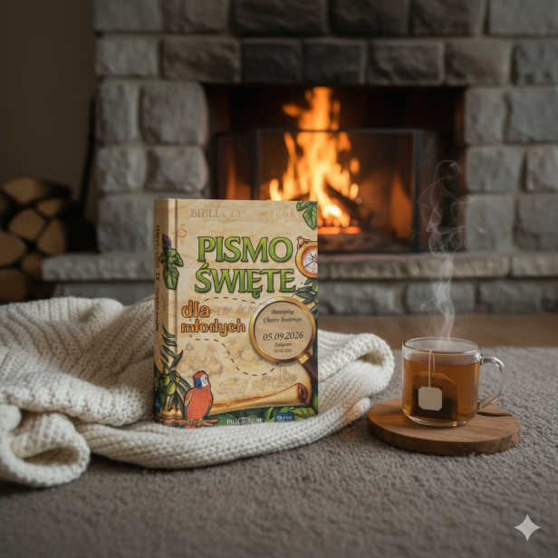 Pismo Święte dla młodych – Biblia Tysiąclecia „z papugą” z grawerem | Biblia dla dzieci i młodzieży w aranżacji