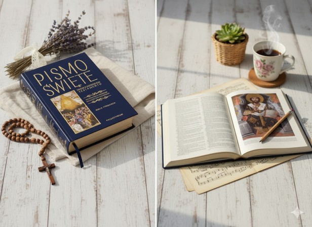 oprawa GRANATOWA Biblia Tysiąclecia – ilustrowane wydanie w eleganckiej oprawie (Muzea Watykańskie) - spojrzenie wewnątrz