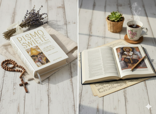 oprawa BIAŁA -Biblia Tysiąclecia – ilustrowane wydanie w eleganckiej oprawie (Muzea Watykańskie) - spojrzenie wewnątrz