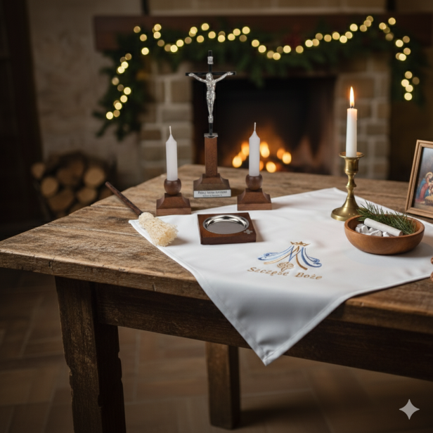 Dekoracje bożonarodzeniowe – serweta Maryjna na świąteczny stół