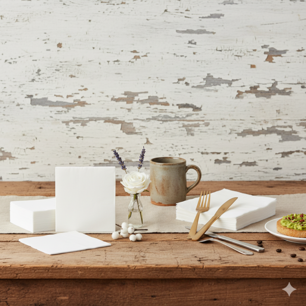 Serwetki ekologiczne białe 40×40 cm – trójwarstwowe, 20 szt. | Dekor stołu