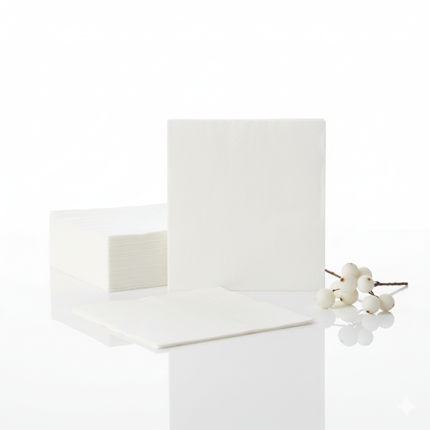 Serwetki ekologiczne białe 40×40 cm – trójwarstwowe, 20 szt. | Dekor stołu