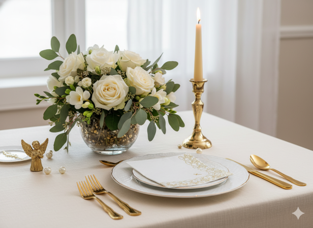 Serwetki komunijne i chrzcielne – dekoracje stołu