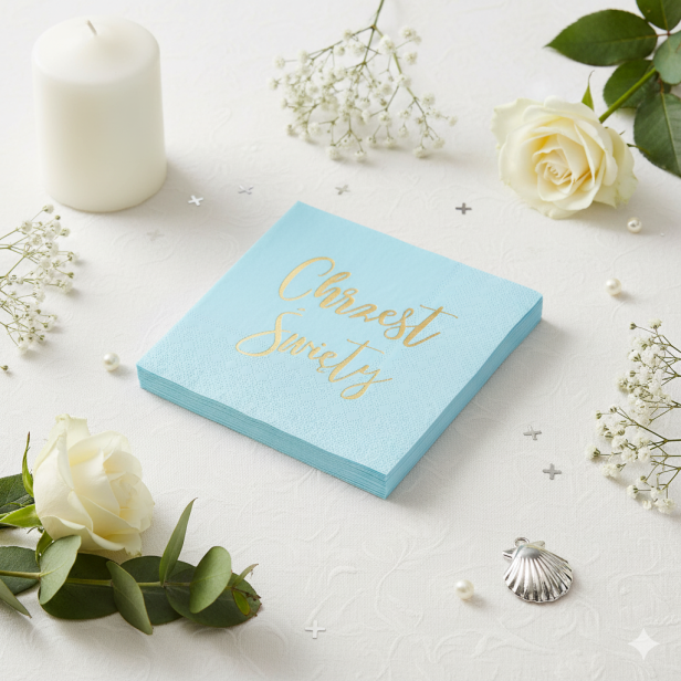 Serwetki niebieskie „Chrzest Święty” – 10 szt. | Dekoracja stołu