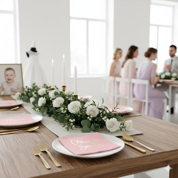 Serwetki różowe „Chrzest Święty” – 10 szt. | Dekoracja stołu