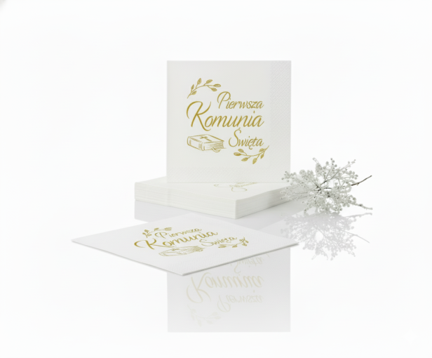 Serwetki „Pierwsza Komunia Święta” – motyw Biblia IHS, 20 szt. | Dekoracja stołu