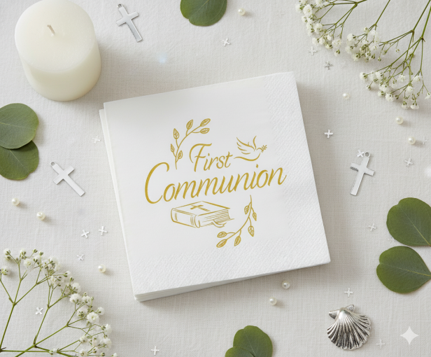 Serwetki komunijne „First Communion” – 20 szt. | Dekoracja stołu
