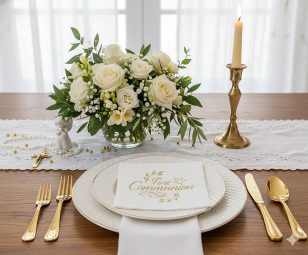 Serwetki komunijne „First Communion” – 20 szt. | Dekoracja stołu