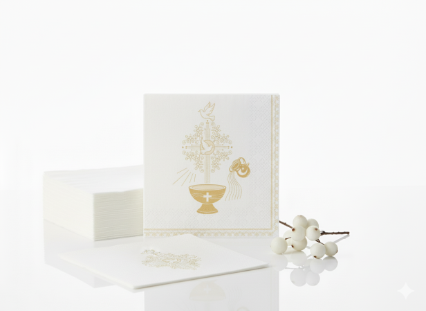 Ekologiczne serwetki na stół ZŁOTE CHRZEST ŚWIĘTY -1 opk./20 sztuk