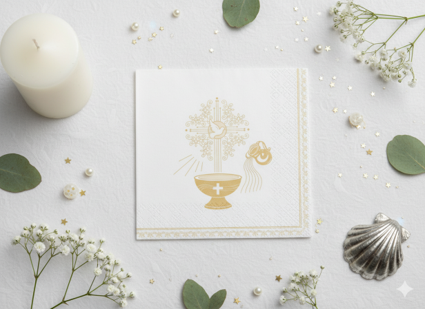 Ekologiczne serwetki na stół ZŁOTE CHRZEST ŚWIĘTY -1 opk./20 sztuk