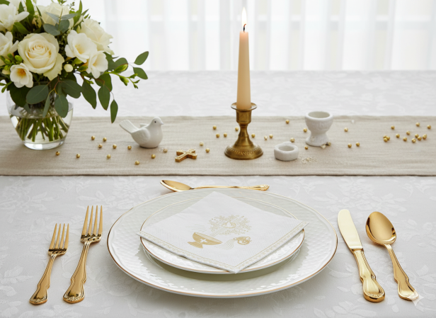 Ekologiczne serwetki na stół ZŁOTE CHRZEST ŚWIĘTY -1 opk./20 sztuk