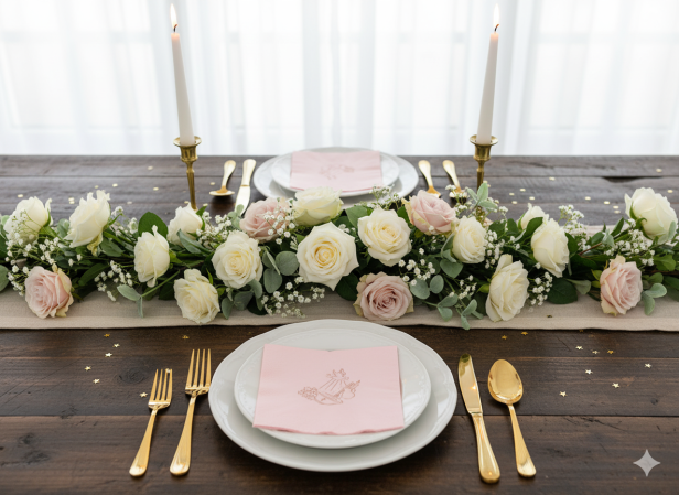 Różowe serwetki „Chrzest Święty” – 33×33 cm, 20 szt. | Dekoracja stołu