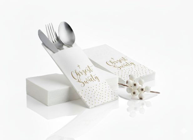 Kieszonki na sztućce ''Chrzest Święty'' 16 szt | Dekoracja stołu