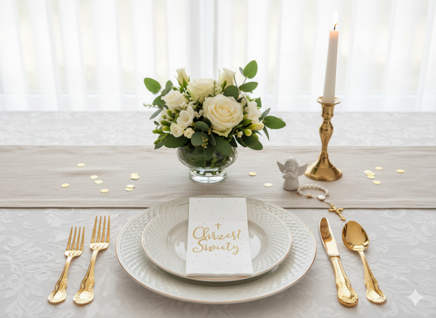 Kieszonki na sztućce ''Chrzest Święty'' 16 szt | Dekoracja stołu