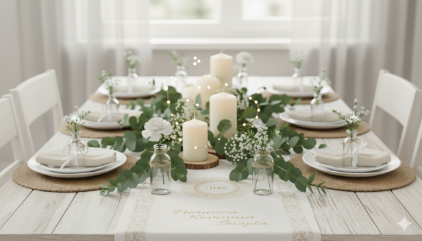 Bieżnik Komunijny IHS – Złota Mandala 5 m × 40 cm | Dekoracja stołu