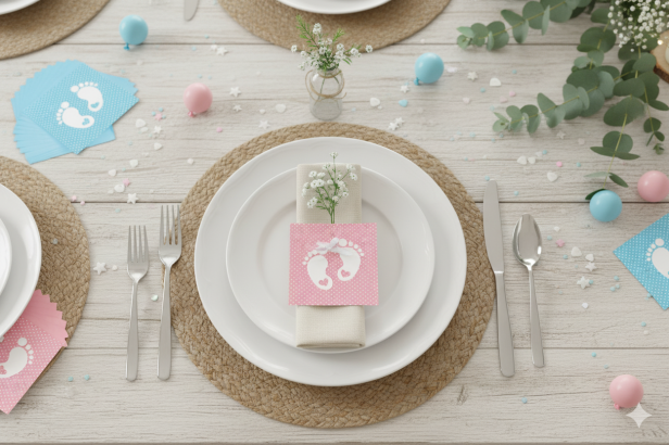 Ekologiczne serwetki „Dziecięce Stópki” – 33×33 cm, 20 szt. | Dekoracja stołu