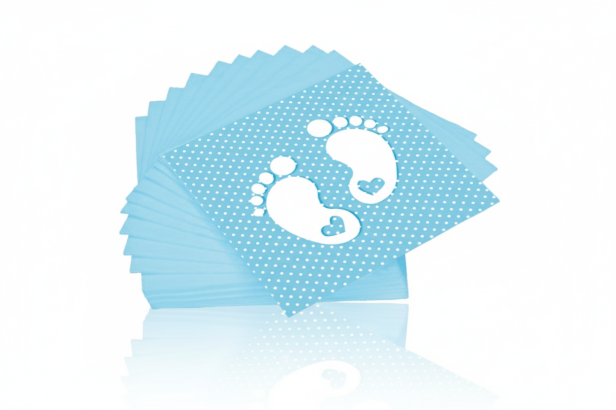 niebieskie - Ekologiczne serwetki „Dziecięce Stópki” – 33×33 cm, 20 szt. | Dekoracja stołu