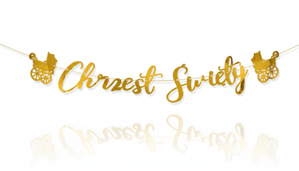 Baner Chrzest Święty złoty – girlanda ozdobna 127 cm | Dekoracja chrzcielna