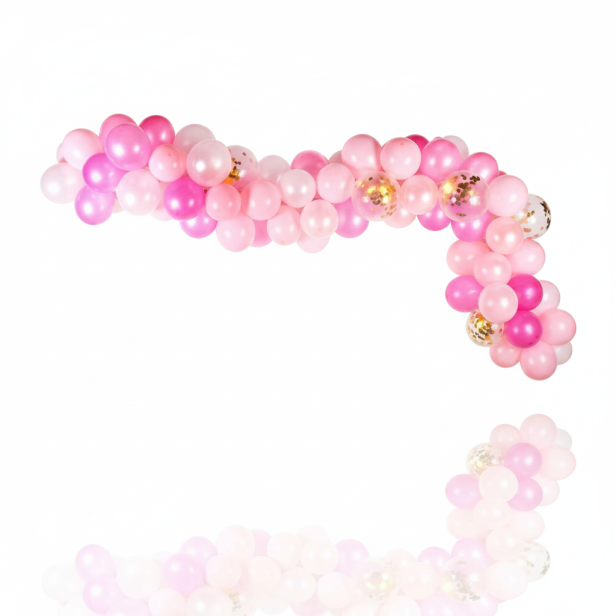 Zestaw balonów BABY PINK – girlanda balonowa różowo-biało-złota XXL, 100 sztuk