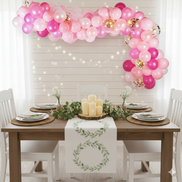 Zestaw balonów BABY PINK – girlanda balonowa różowo-biało-złota XXL, 100 sztuk