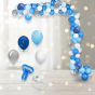 Zestaw balonów BABY BLUE – girlanda balonowa biało-błękitno-złota XXL, 100 sztuk