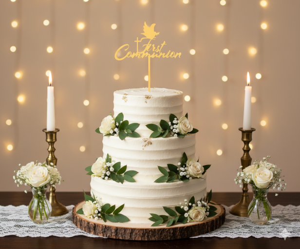 Topper okazjonalny FIRST COMMUNION – dekoracja akrylowa na tort