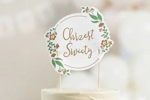Topper okazjonalny na tort ''Chrzest Święty'' 15x20 cm - Dekoracja ciasta