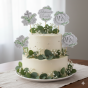 Toppery na tort KOMUNIA ŚWIĘTA – Eukaliptus srebrny, zestaw 5 sztuk