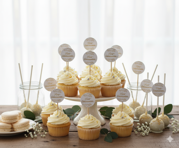 Pikery FIRST COMMUNION – zestaw dekoracji 6 sztuk