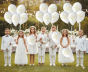 Balony komunijne „FIRST COMMUNION” – 5 szt. (lateksowe 30 cm)