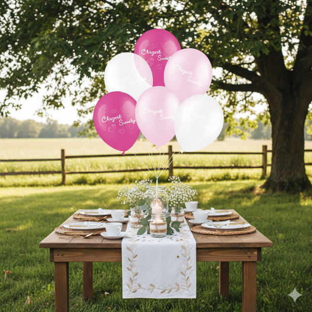 Zestaw balonów CHRZEST ŚWIĘTY – ROYAL PINK - 6 szt. (lateksowe 30 cm)