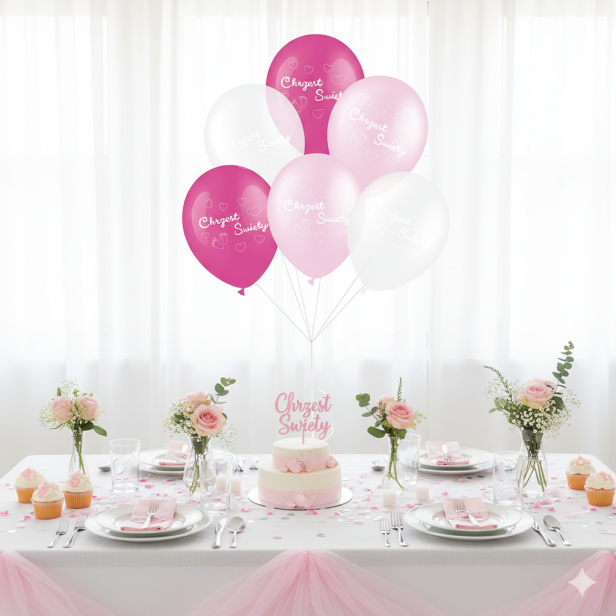 Zestaw balonów CHRZEST ŚWIĘTY – ROYAL PINK - 6 szt. (lateksowe 30 cm)