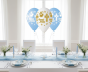Balony CHRZEST ŚWIĘTY „Aniołek i Krzyż” – biało-niebieskie, zestaw 5 szt. (lateksowe 30 cm)