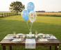 Balony CHRZEST ŚWIĘTY „Aniołek i Krzyż” – biało-niebieskie, zestaw 5 szt. (lateksowe 30 cm)