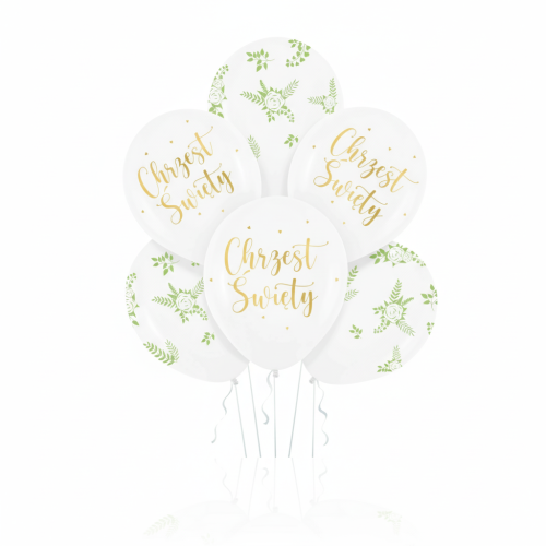 Balony na Chrzest Święty EUKALIPTUS – 30 cm, 6 szt.