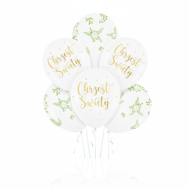 Balony CHRZEST ŚWIĘTY „Eukaliptus” – zestaw 6 szt. (lateksowe 30 cm)