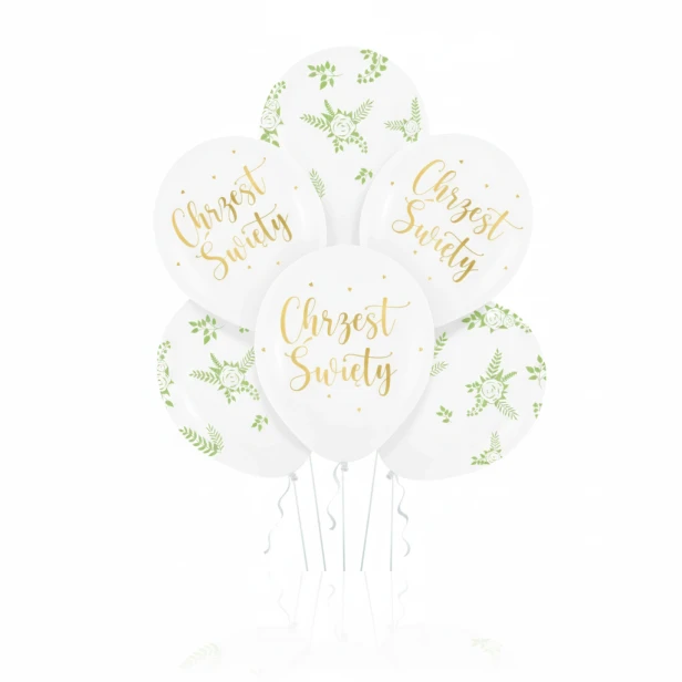 Balony na Chrzest Święty EUKALIPTUS – 30 cm, 6 szt.