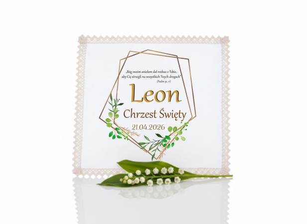 Eko szatka KOLORY ZIEMI ♻ KRZYŻMO z nadrukiem – personalizowana pamiątka Chrztu Świętego