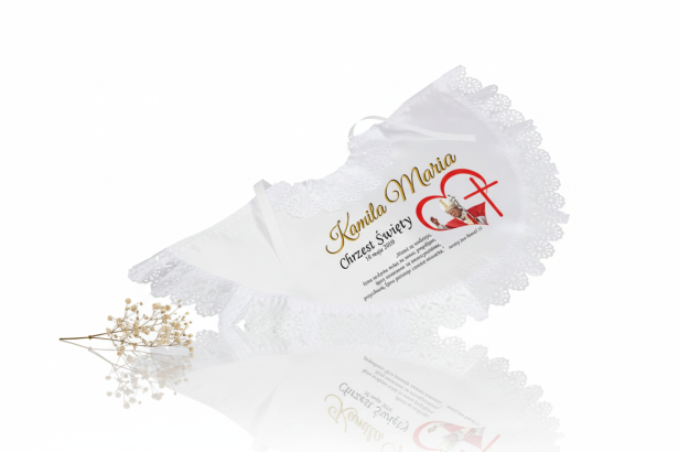 Szatka na Chrzest – Linia PURE z imieniem i motywem Jan Paweł II